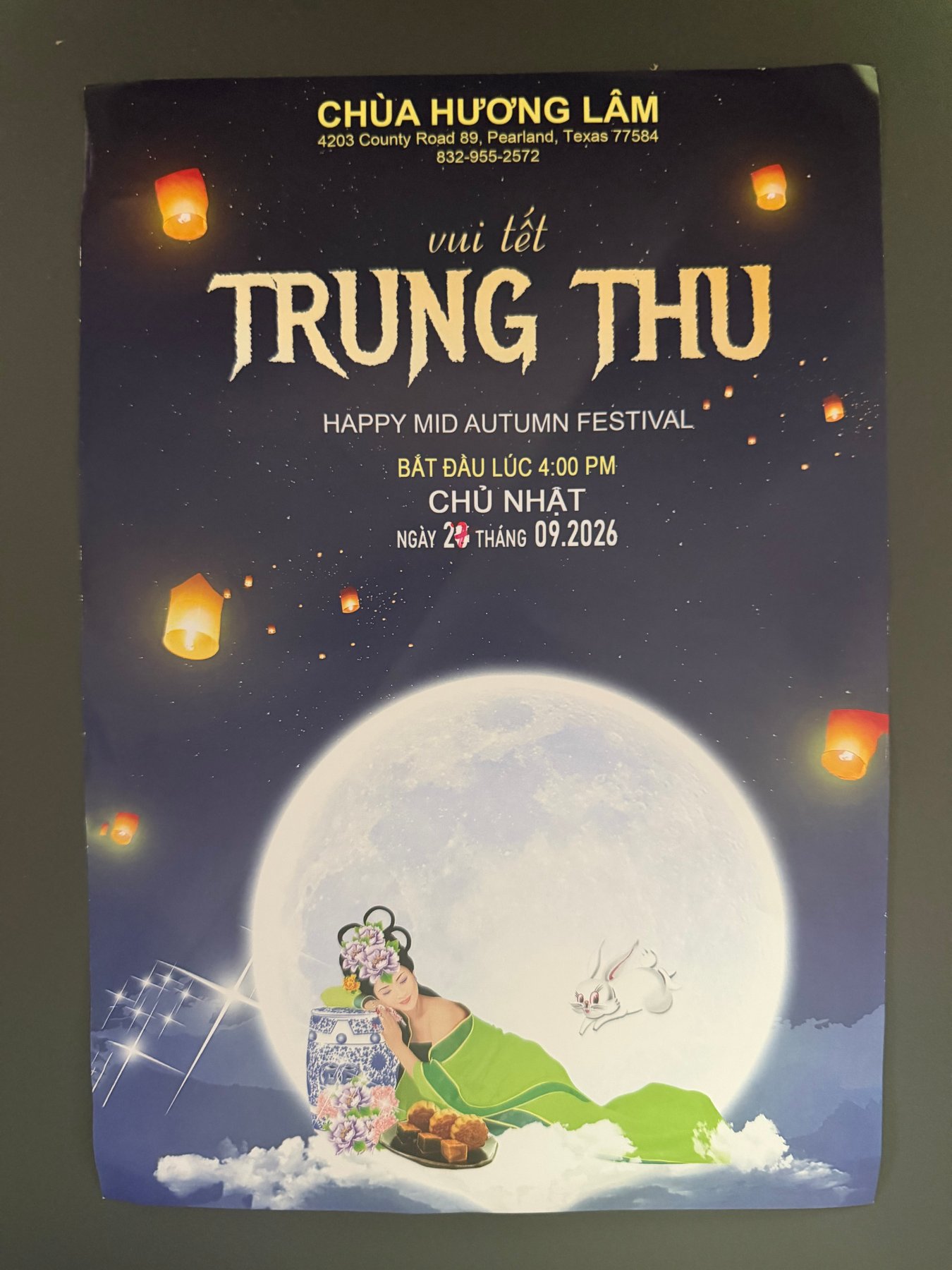 Locandina: Vui Tết Trung Thu — Festa di metà autunno, domenica 27 settembre 2026, ore 16:00